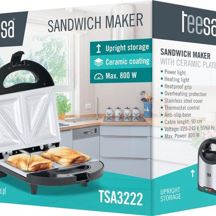 Teesa TSA3222 - Tosti-ijzer voor 2 tosti‘s, zwart