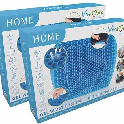 Vivamore Gel Rugkussen - Inclusief afneembare en wasbare hoes - 37 x 31 x 7 cm