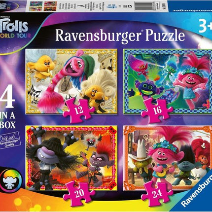 Ravensburger Trolls 2 World Tour 4in1box puzzel - 12+16+20+24 stukjes - kinderpuzzel