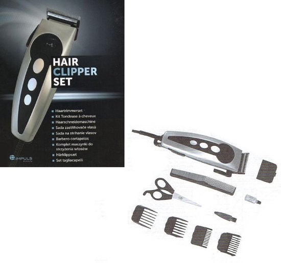 Haartrimmer set - met 4 afneembare kammen - RVS mesjes - Kabellengte 180 cm - Met praktische ophanglus - Persoonlijke verzorging voor mannen - Haartrimmer sets