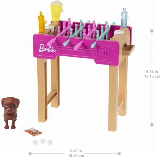 Barbie Mini Playset Voetbaltafel Met Hondje excl. Barbie poppen