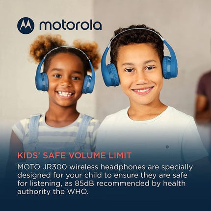 Motorola Sound Kinderkoptelefoon - MOTO JR300 - Hoofdtelefoon Kinderen - Volumebegrenzing tot 85dB - met Audiosplitter - BPA-Vrij - Vanaf 3 Jaar - Blauw/Grijs