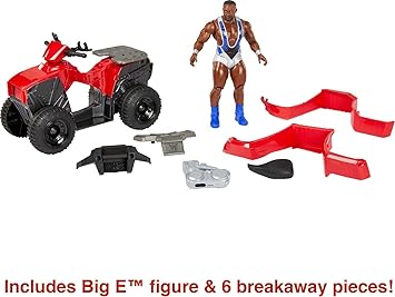 WWE HDM06 - Wrekkin Slam 'N Spin ATV met draaiend stuur u, incl. 15cm Big E Basic Actie Figure, speelgoed cadeau voor kinderen van 6+