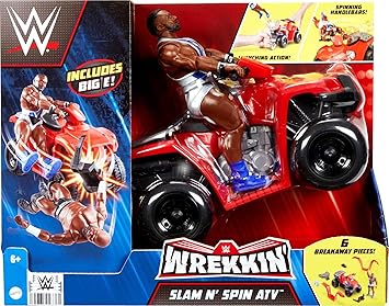 WWE HDM06 - Wrekkin Slam 'N Spin ATV met draaiend stuur u, incl. 15cm Big E Basic Actie Figure, speelgoed cadeau voor kinderen van 6+