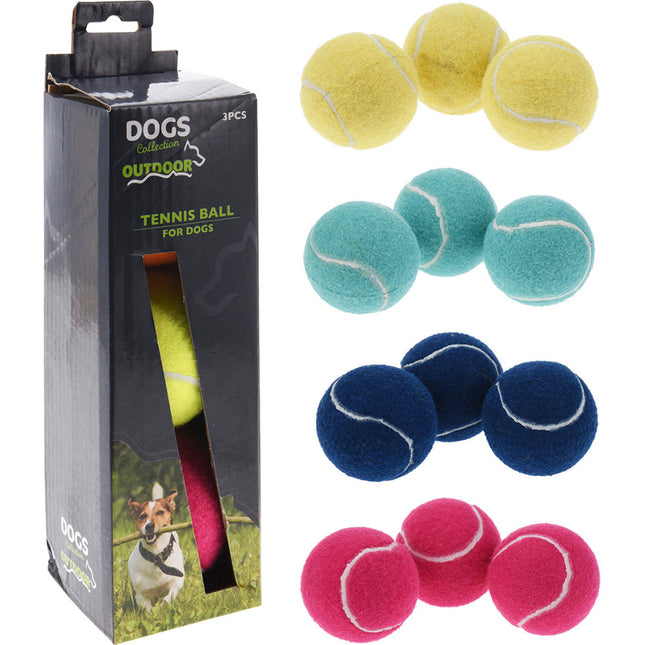 Tennis Balls Dog Toy Set Of 3 Pieces 4 Assorted Colours