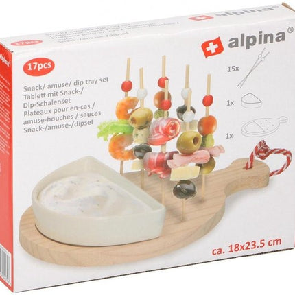 Alpina houten serveerset - voor amuses, pincho's en snacks - 17-delig