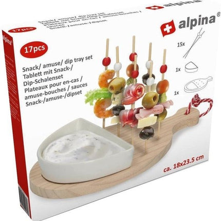 Alpina houten serveerset - voor amuses, pincho's en snacks - 17-delig