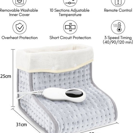 Elektrische Voetenwarmer Voetwarmer met 6 temperatuurinstellingen Timer Voetwarmer elektrisch Oververhittingsbeveiliging Automatische uitschakeling Lichtgrijs